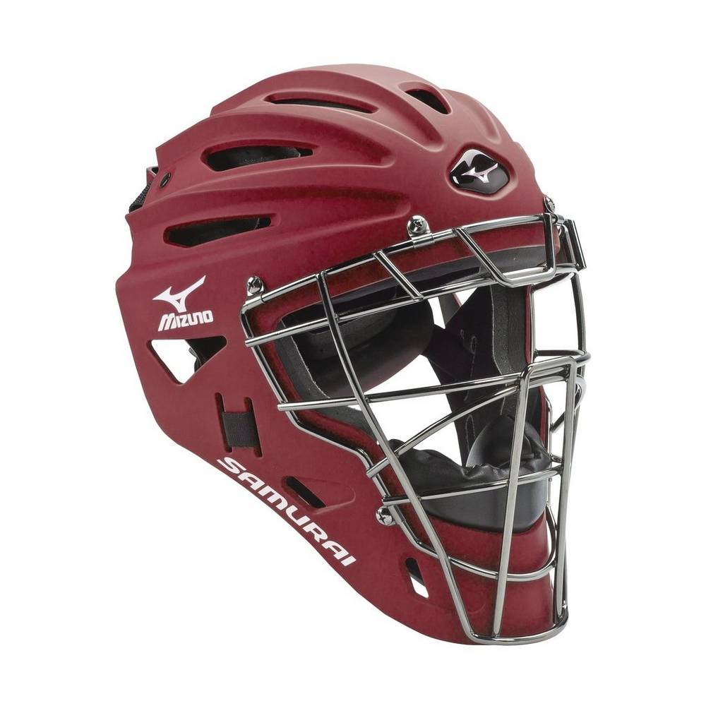 Mens Mizuno Samurai G4 Baseball Catcher’s Helmet Burgundy Philippines (WMHFAE158)